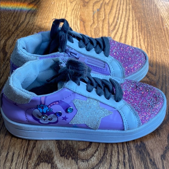 Pink and purple Lola and the Boys glitter Star sneakers, size 11C. Good cond. - Picture 4 of 16